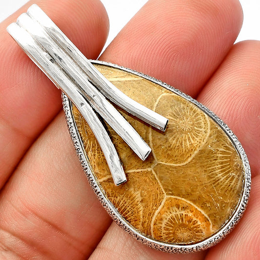 Natural Flower Fossil Coral Pendant P-1167 SDP147465