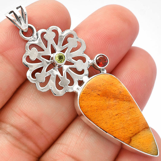 Honey Aragonite, Garnet & Peridot Pendant P-1228 SDP147475