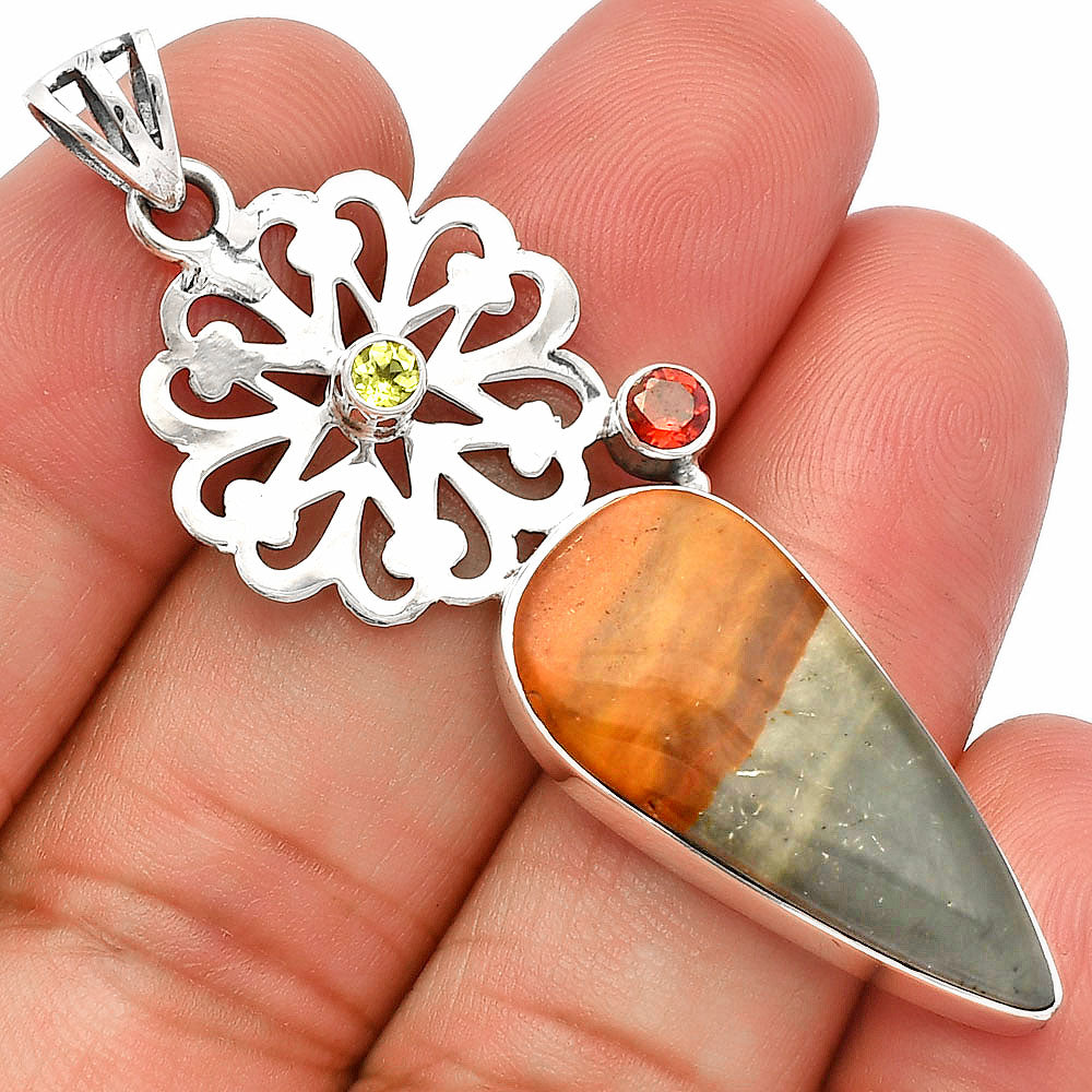 Polygram Jasper, Garnet & Peridot Pendant P-1228 SDP147478