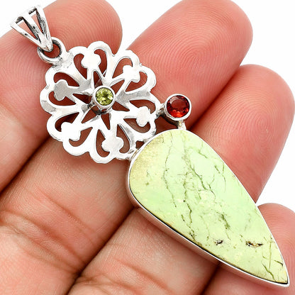 Lemon Chrysoprase, Garnet & Peridot Pendant P-1228 SDP147479