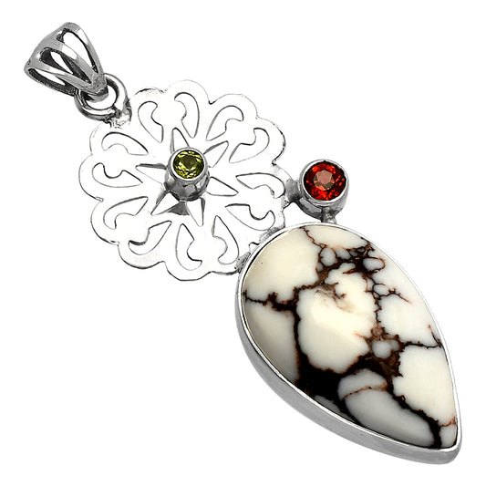 Wild Horse Jasper, Garnet & Peridot Pendant P-1228 SDP147482