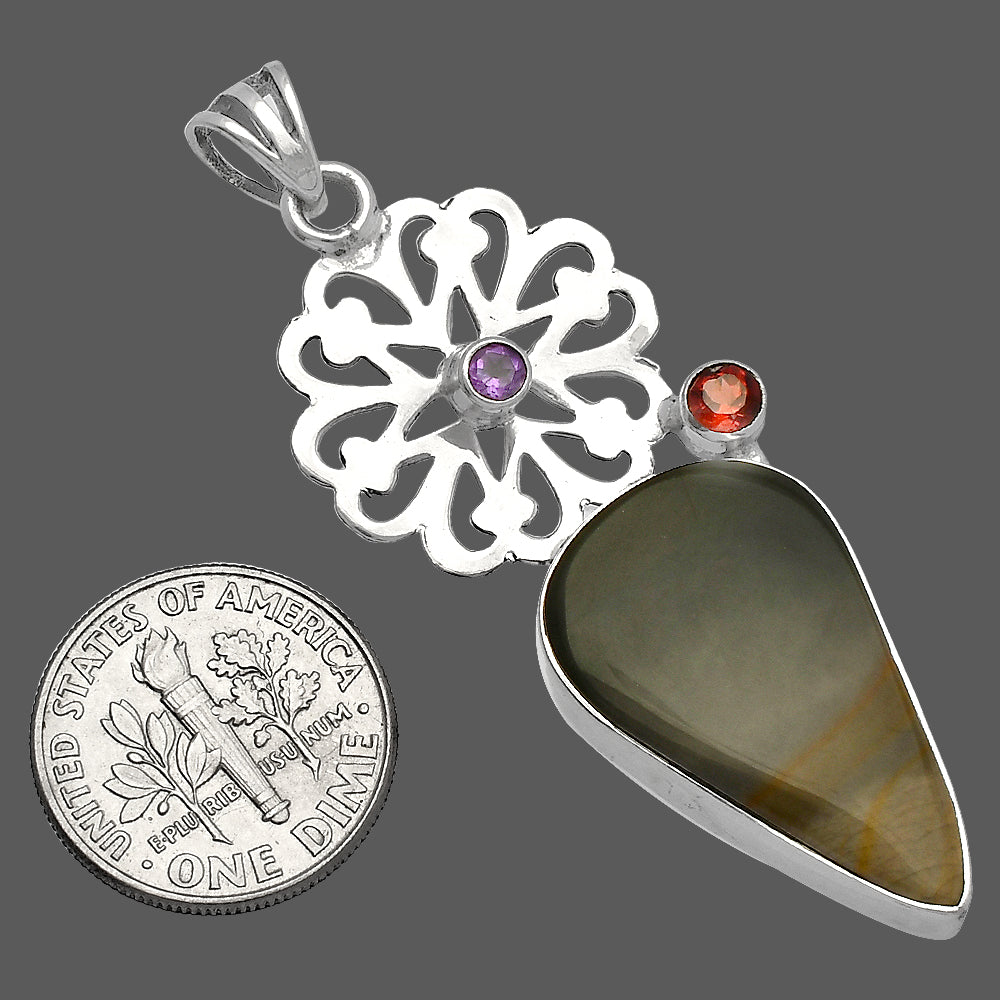 Polygram Jasper, Garnet & Amethyst Pendant P-1228 SDP147483