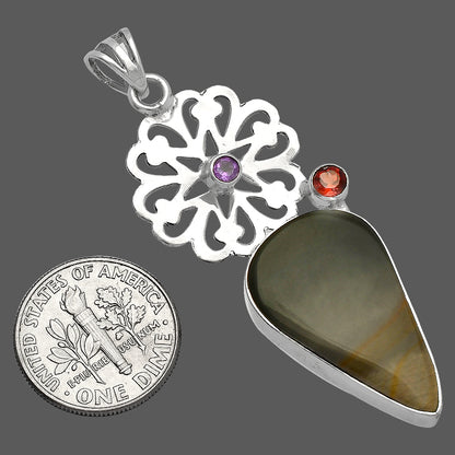 Polygram Jasper, Garnet & Amethyst Pendant P-1228 SDP147483
