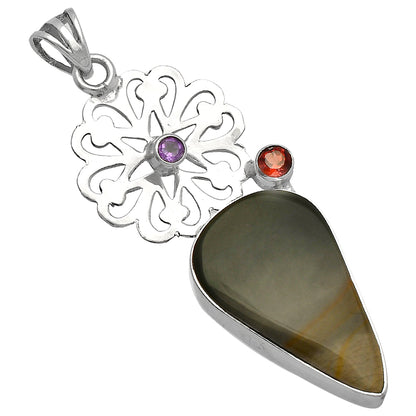 Polygram Jasper, Garnet & Amethyst Pendant P-1228 SDP147483