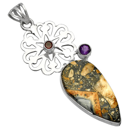 Maligano Jasper, Amethyst & Garnet Pendant P-1228 SDP147485