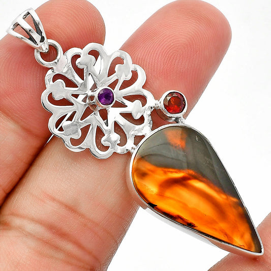 Montana Agate, Garnet & Amethyst Pendant P-1228 SDP147486