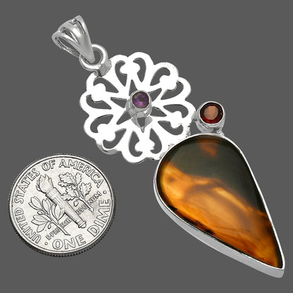 Montana Agate, Garnet & Amethyst Pendant P-1228 SDP147486