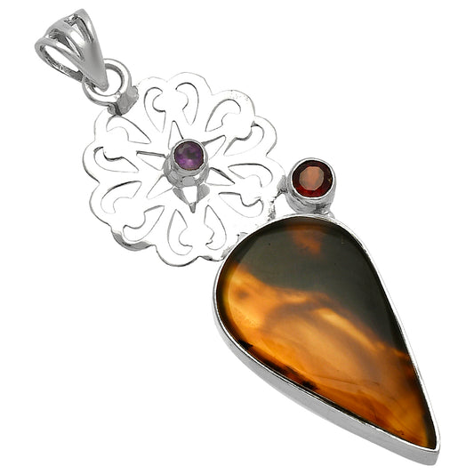 Montana Agate, Garnet & Amethyst Pendant P-1228 SDP147486