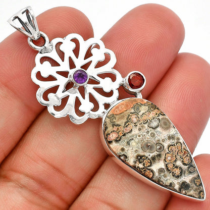 Leopard Skin Jasper, Garnet & Amethyst Pendant P-1228 SDP147487