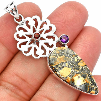 Maligano Jasper, Amethyst & Garnet Pendant P-1228 SDP147488