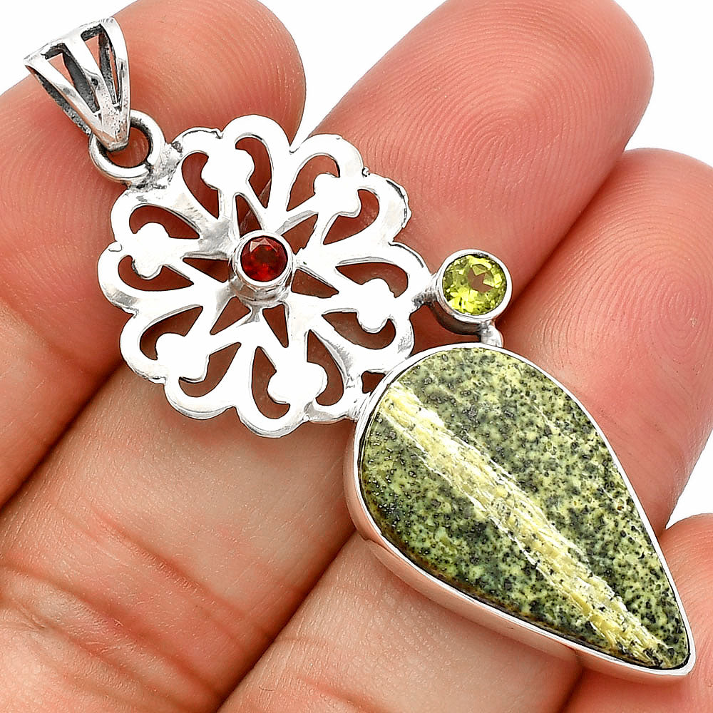 Natural Chrysotile, Peridot & Garnet Pendant P-1228 SDP147490