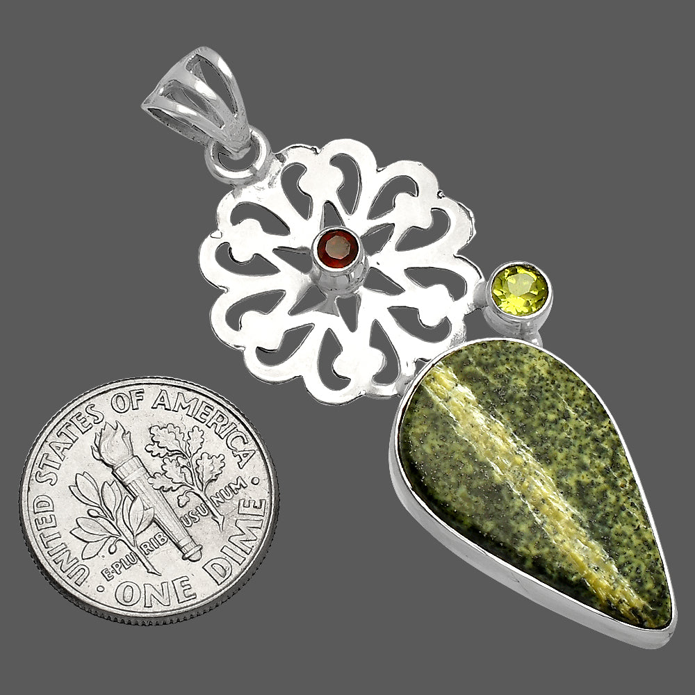 Natural Chrysotile, Peridot & Garnet Pendant P-1228 SDP147490
