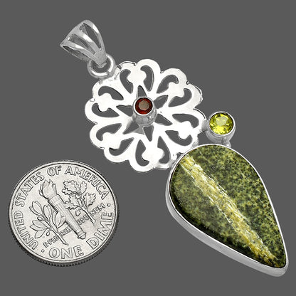 Natural Chrysotile, Peridot & Garnet Pendant P-1228 SDP147490