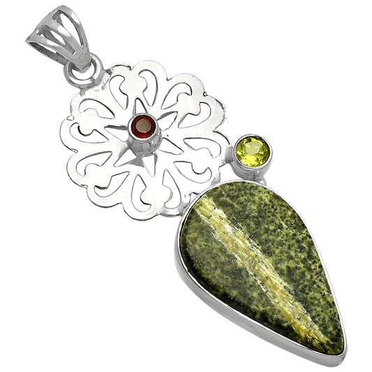 Natural Chrysotile, Peridot & Garnet Pendant P-1228 SDP147490