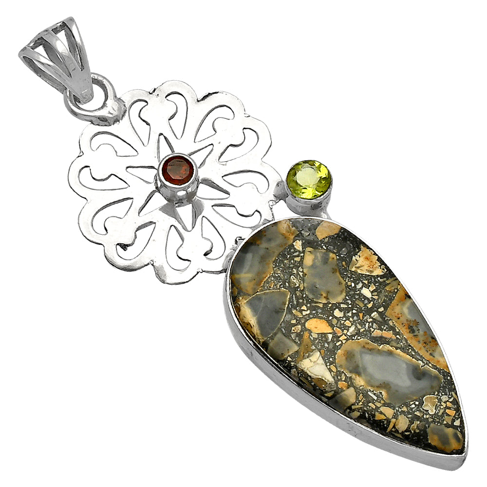 Maligano Jasper, Peridot & Garnet Pendant P-1228 SDP147502
