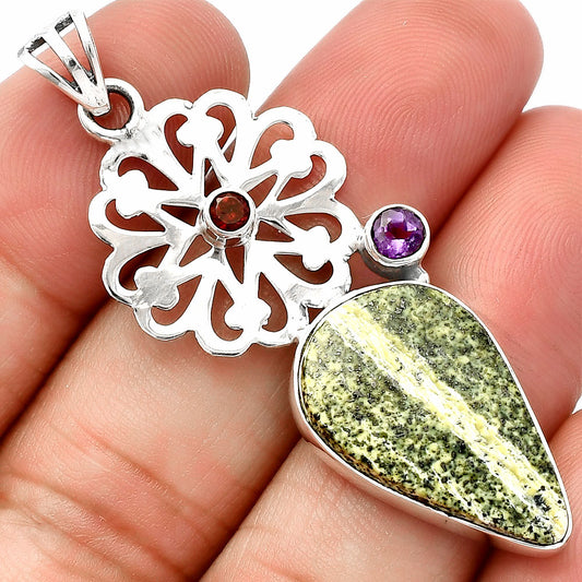Natural Chrysotile, Amethyst & Garnet Pendant P-1228 SDP147505
