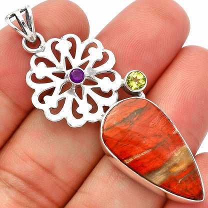Snake Skin Jasper, Peridot & Amethyst Pendant P-1228 SDP147506