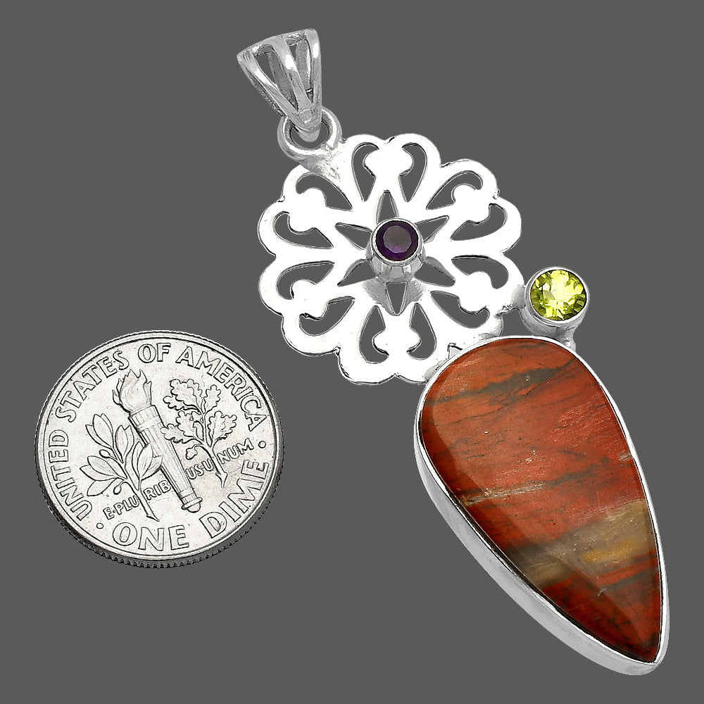 Snake Skin Jasper, Peridot & Amethyst Pendant P-1228 SDP147506