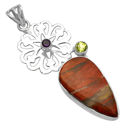 Snake Skin Jasper, Peridot & Amethyst Pendant P-1228 SDP147506
