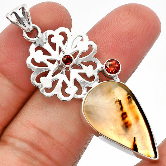 Montana Agate - USA & Garnet Pendant P-1228 SDP147510