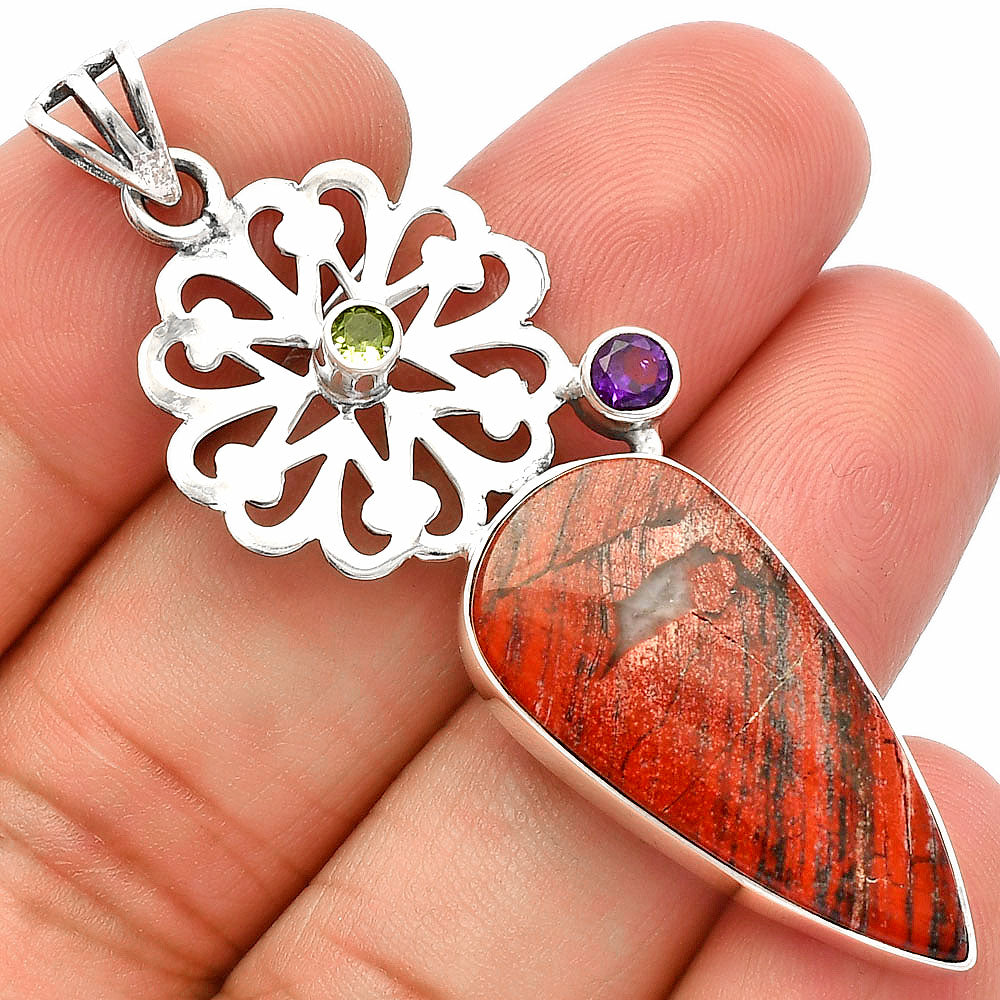 Snake Skin Jasper, Amethyst & Peridot Pendant P-1228 SDP147513