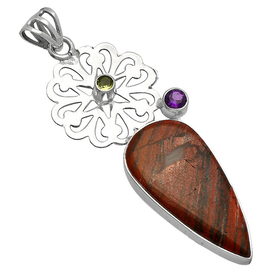 Snake Skin Jasper, Amethyst & Peridot Pendant P-1228 SDP147513