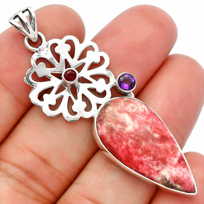Pink Thulite, Amethyst & Garnet Pendant P-1228 SDP147515
