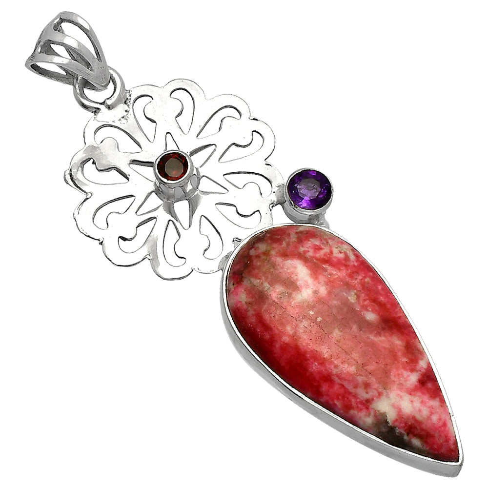 Pink Thulite, Amethyst & Garnet Pendant P-1228 SDP147515