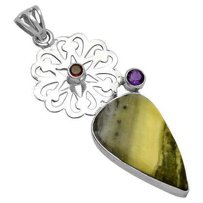 Natural Serpentine, Amethyst & Garnet Pendant P-1228 SDP147516