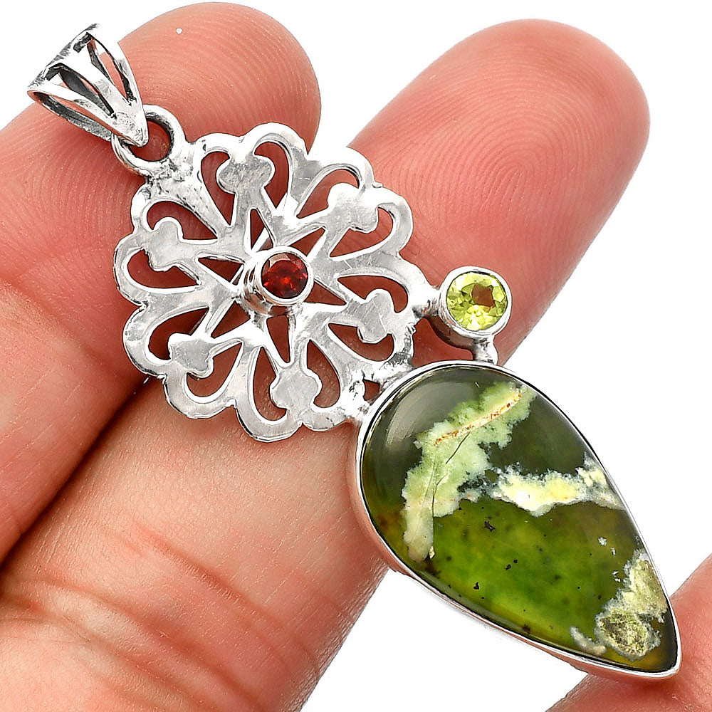 Chrome Chalcedony, Peridot & Garnet Pendant P-1228 SDP147518