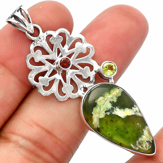 Chrome Chalcedony, Peridot & Garnet Pendant P-1228 SDP147518