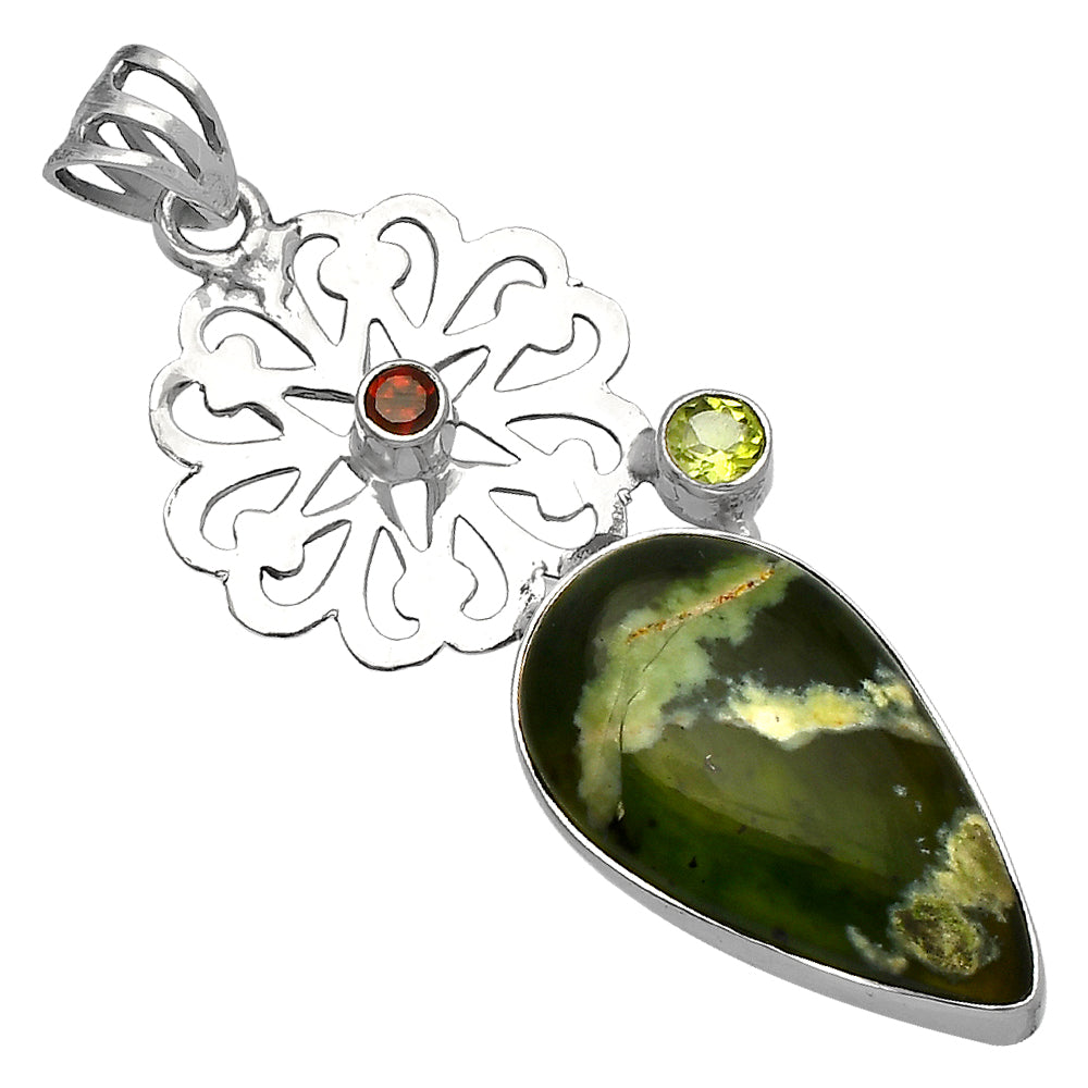 Chrome Chalcedony, Peridot & Garnet Pendant P-1228 SDP147518