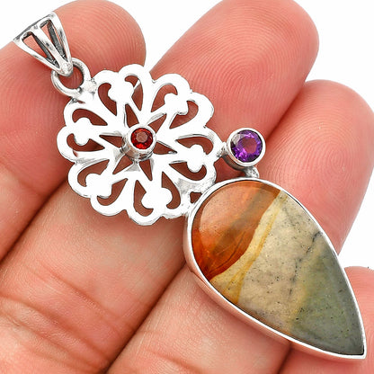 Polygram Jasper, Amethyst & Garnet Pendant P-1228 SDP147522