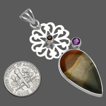 Polygram Jasper, Amethyst & Garnet Pendant P-1228 SDP147522
