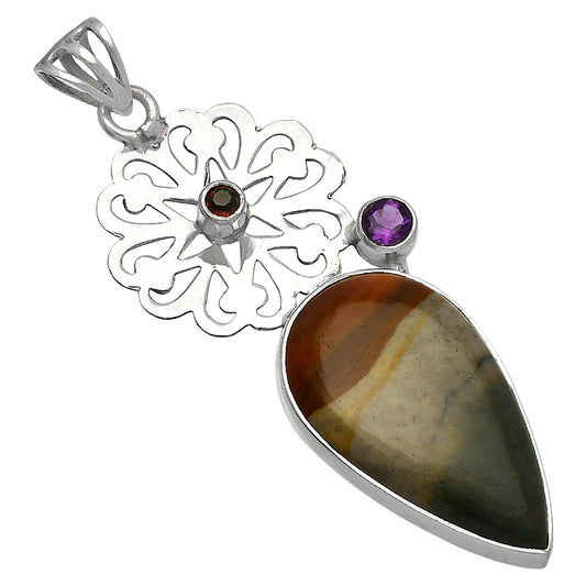 Polygram Jasper, Amethyst & Garnet Pendant P-1228 SDP147522