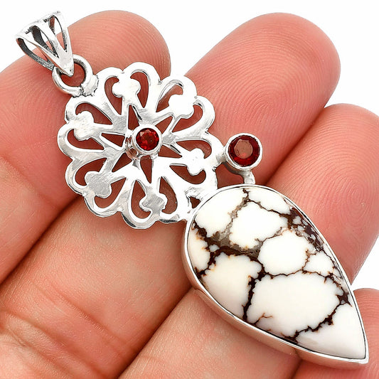 Natural Wild Horse Jasper & Garnet Pendant P-1228 SDP147523