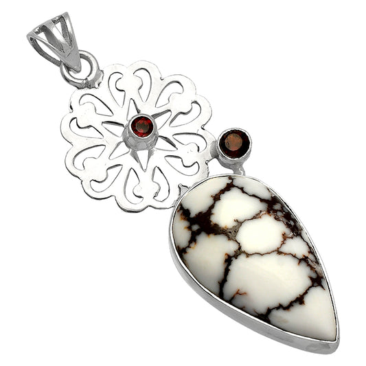 Natural Wild Horse Jasper & Garnet Pendant P-1228 SDP147523