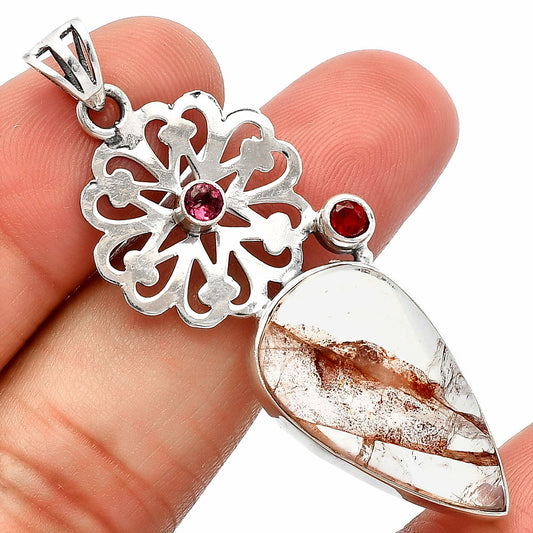 Natural Red Fire Quartz & Garnet Pendant P-1228 SDP147524
