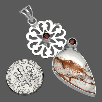 Natural Red Fire Quartz & Garnet Pendant P-1228 SDP147524