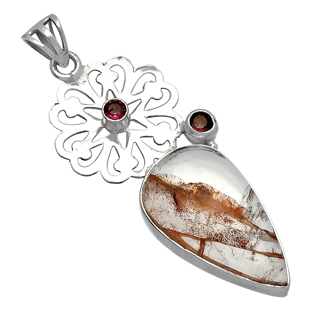 Natural Red Fire Quartz & Garnet Pendant P-1228 SDP147524