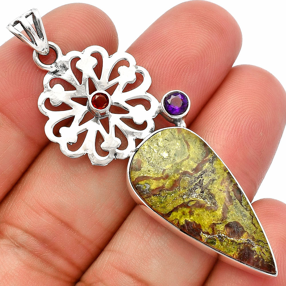 Dragon Blood Stone, Amethyst & Garnet Pendant P-1228 SDP147526