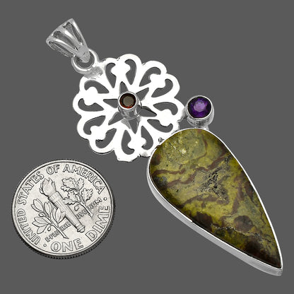 Dragon Blood Stone, Amethyst & Garnet Pendant P-1228 SDP147526