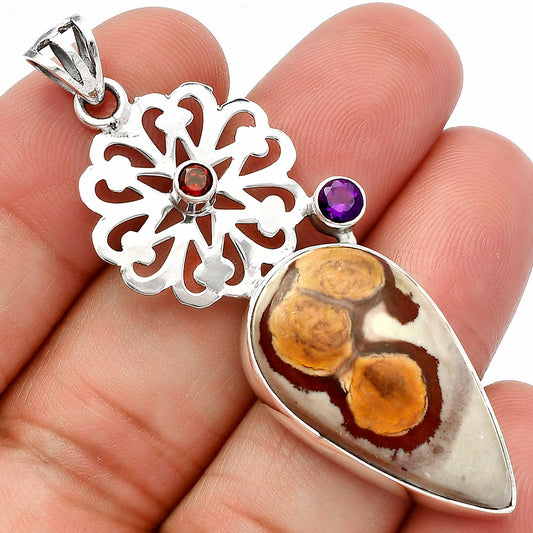 Coffee Bean Jasper, Amethyst & Garnet Pendant P-1228 SDP147527