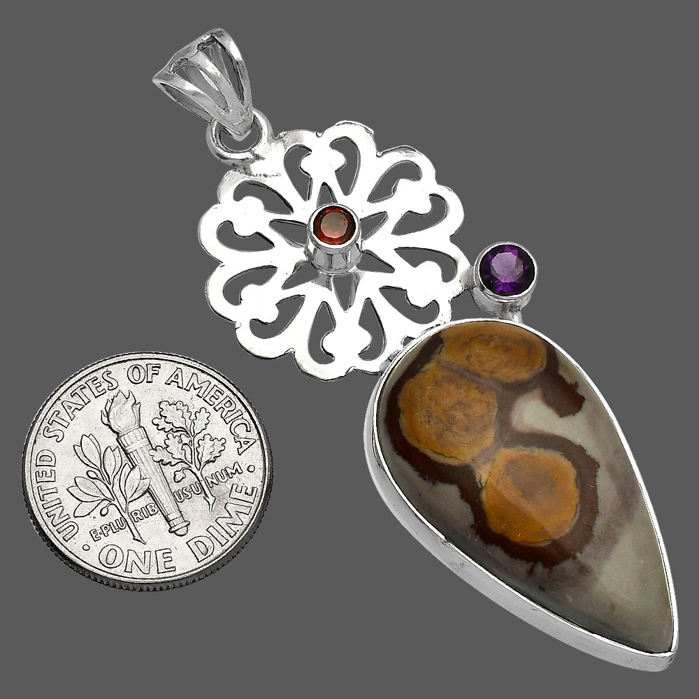Coffee Bean Jasper, Amethyst & Garnet Pendant P-1228 SDP147527