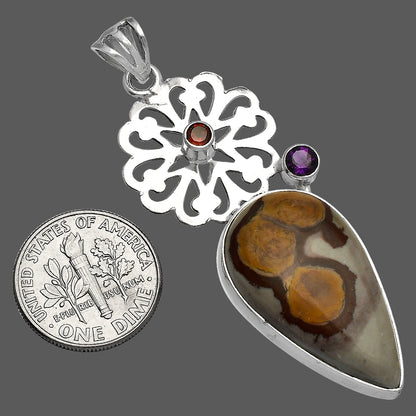 Coffee Bean Jasper, Amethyst & Garnet Pendant P-1228 SDP147527