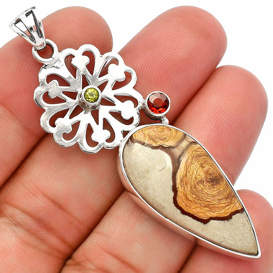 Coffee Bean Jasper, Garnet & Peridot Pendant P-1228 SDP147528