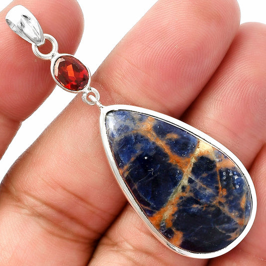 Natural Sodalite & Garnet Pendant P-1531 SDP147576