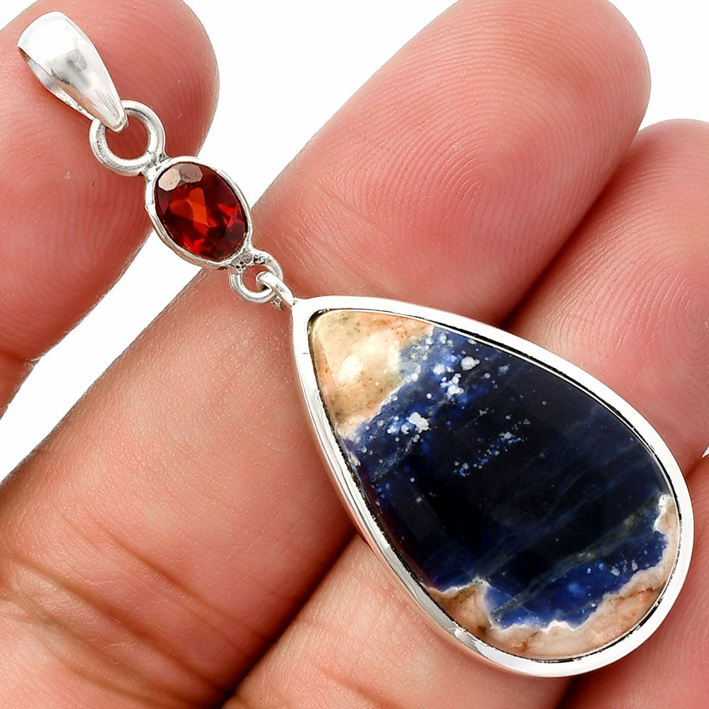 Natural Sodalite & Garnet Pendant P-1531 SDP147578
