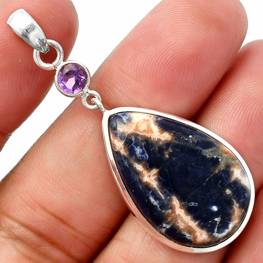 Natural Sodalite & Amethyst Pendant P-1531 SDP147580