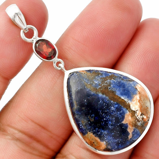 Natural Sodalite & Garnet Pendant P-1531 SDP147586